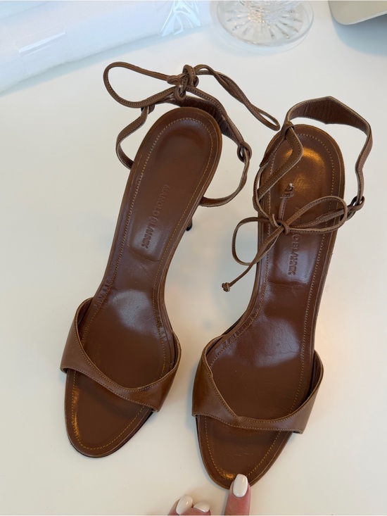 Manolo Blahnik Shoes - Vintage brown leather Manolo Blahnik lace up sandals heels 40